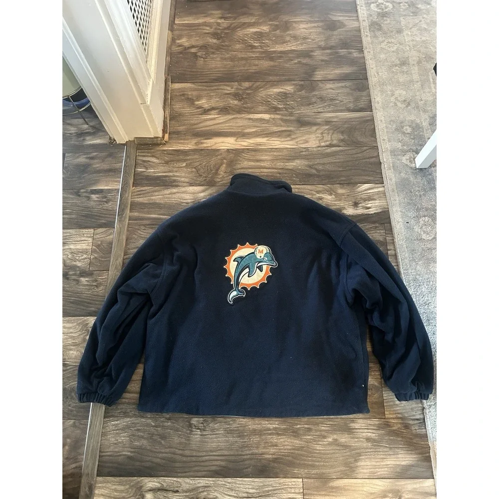 Vtg 90s Miami Dolphins‎ Pro Player Reversible XL Zip Jacket Coat NFL Fleece